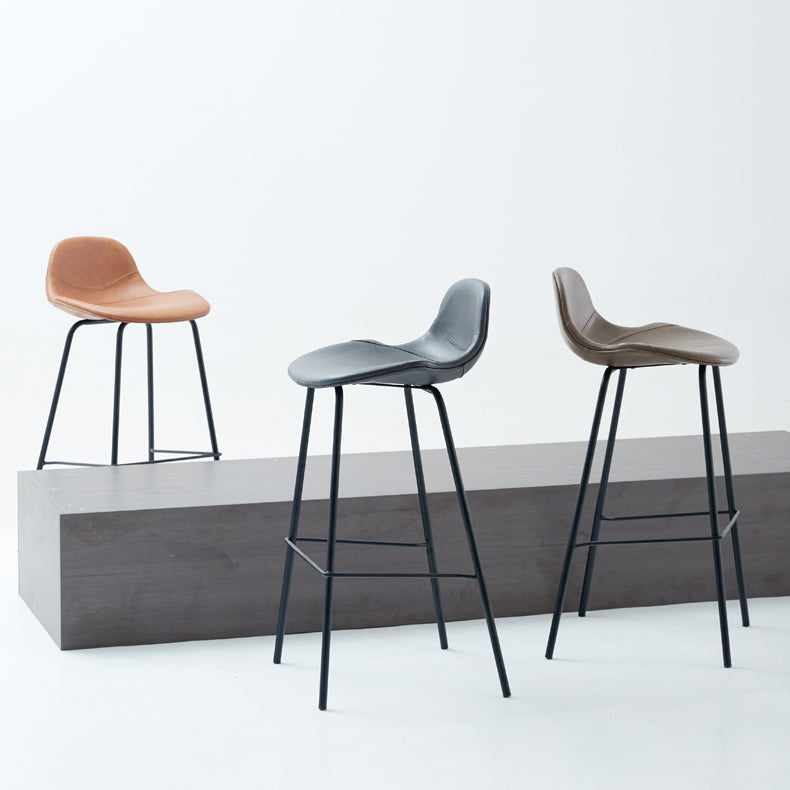 Contemporary Footrest Low Back Bar Stool Leather Counter Stool for Living Room Clearhalo 'Bar Furniture' 'Bar Stools' 'bar_stools' 'furn' 'furn_bar_stools' 'Furniture' 'Kitchen & Dining Furniture' 6038825