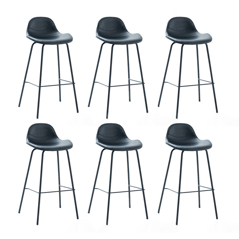 Contemporary Footrest Low Back Bar Stool Leather Counter Stool for Living Room Black 6 Piece Set Clearhalo 'Bar Furniture' 'Bar Stools' 'bar_stools' 'furn' 'furn_bar_stools' 'Furniture' 'Kitchen & Dining Furniture' 6038826