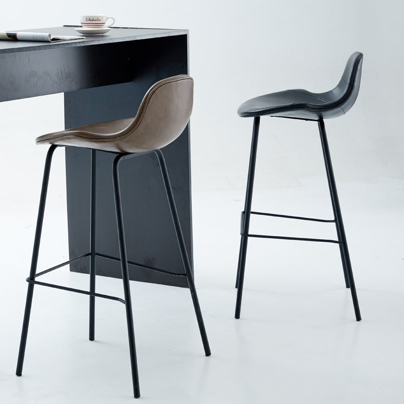 Contemporary Footrest Low Back Bar Stool Leather Counter Stool for Living Room Clearhalo 'Bar Furniture' 'Bar Stools' 'bar_stools' 'furn' 'furn_bar_stools' 'Furniture' 'Kitchen & Dining Furniture' 6038827