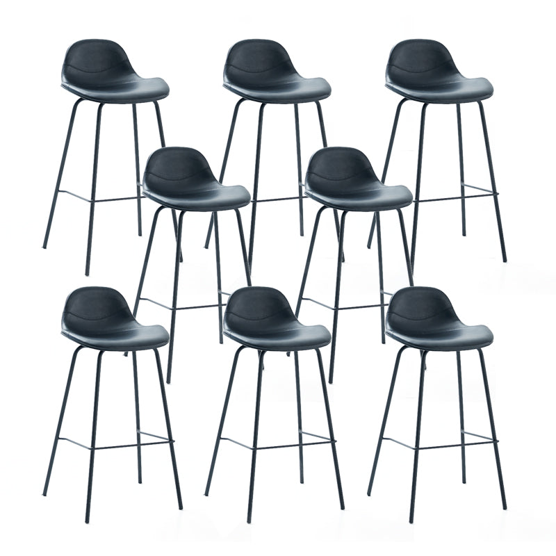 Contemporary Footrest Low Back Bar Stool Leather Counter Stool for Living Room Black 8 Piece Set Clearhalo 'Bar Furniture' 'Bar Stools' 'bar_stools' 'furn' 'furn_bar_stools' 'Furniture' 'Kitchen & Dining Furniture' 6038828