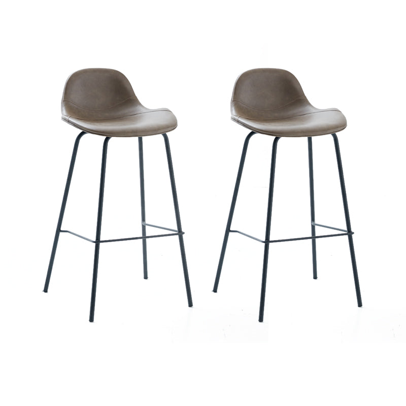 Contemporary Footrest Low Back Bar Stool Leather Counter Stool for Living Room Khaki 2 Piece Set Clearhalo 'Bar Furniture' 'Bar Stools' 'bar_stools' 'furn' 'furn_bar_stools' 'Furniture' 'Kitchen & Dining Furniture' 6038829