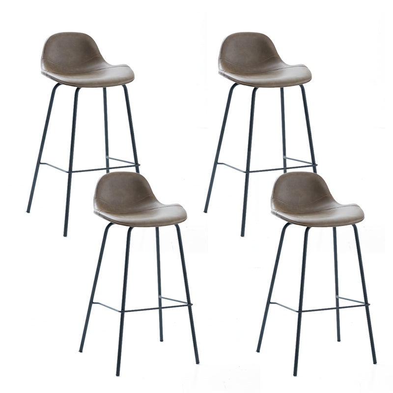 Contemporary Footrest Low Back Bar Stool Leather Counter Stool for Living Room Khaki 4 Piece Set Clearhalo 'Bar Furniture' 'Bar Stools' 'bar_stools' 'furn' 'furn_bar_stools' 'Furniture' 'Kitchen & Dining Furniture' 6038830