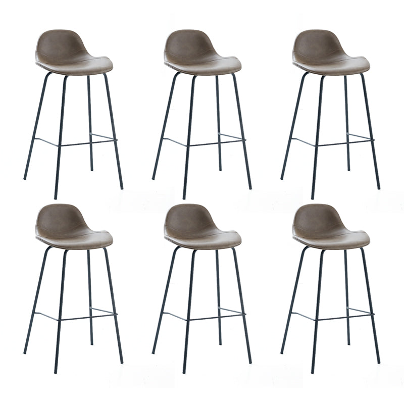 Contemporary Footrest Low Back Bar Stool Leather Counter Stool for Living Room Khaki 6 Piece Set Clearhalo 'Bar Furniture' 'Bar Stools' 'bar_stools' 'furn' 'furn_bar_stools' 'Furniture' 'Kitchen & Dining Furniture' 6038831
