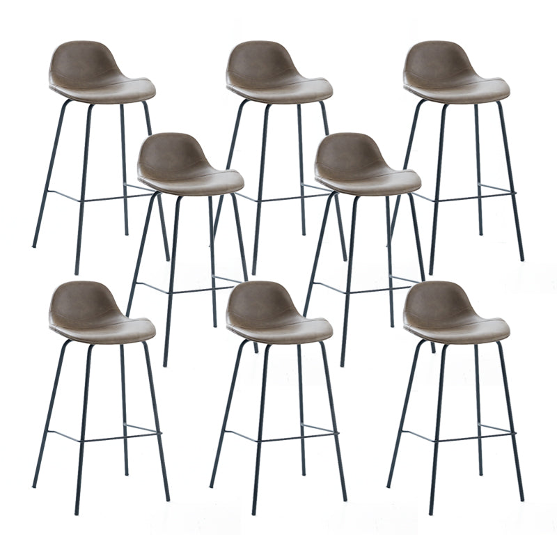 Contemporary Footrest Low Back Bar Stool Leather Counter Stool for Living Room Khaki 8 Piece Set Clearhalo 'Bar Furniture' 'Bar Stools' 'bar_stools' 'furn' 'furn_bar_stools' 'Furniture' 'Kitchen & Dining Furniture' 6038832