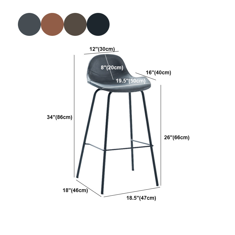 Contemporary Footrest Low Back Bar Stool Leather Counter Stool for Living Room Clearhalo 'Bar Furniture' 'Bar Stools' 'bar_stools' 'furn' 'furn_bar_stools' 'Furniture' 'Kitchen & Dining Furniture' 6038833