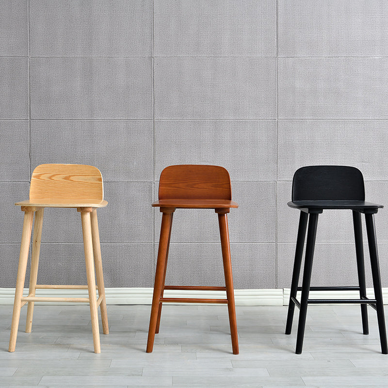 Modern Rubberwood Bar Stool Low Back Counter Height Bar Stool