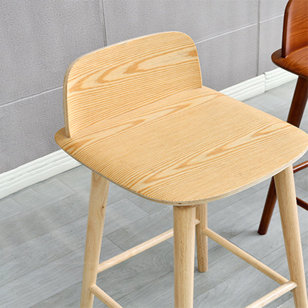 Modern Rubberwood Bar Stool Low Back Counter Height Bar Stool