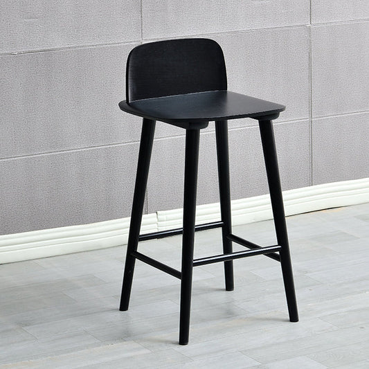 Modern Rubberwood Bar Stool Low Back Counter Height Bar Stool Black 1 Piece