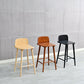 Modern Rubberwood Bar Stool Low Back Counter Height Bar Stool