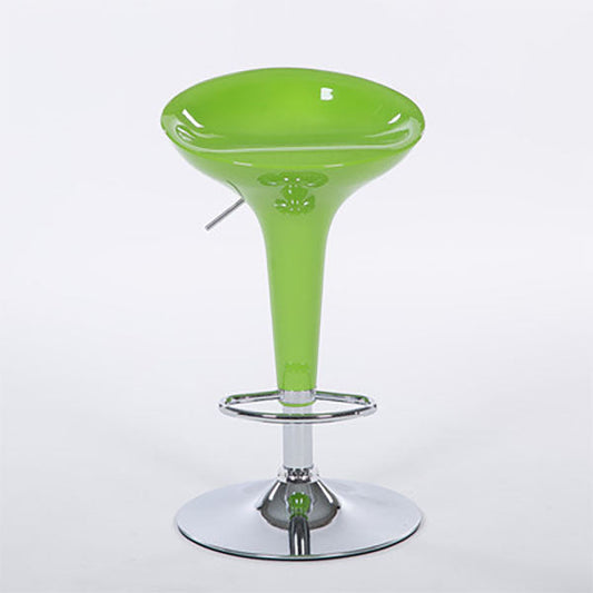 Contemporary Metal Barstool Plastic Low Back Counter Stool with Footrest for Bar Green 1 Piece