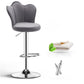 Scandinavian Metal Barstool Velvet Low Back Stool with Footrest for Bar Grey 1 Piece Clearhalo 'Bar Furniture' 'Bar Stools' 'bar_stools' 'furn' 'furn_bar_stools' 'Furniture' 'Kitchen & Dining Furniture' 6038988