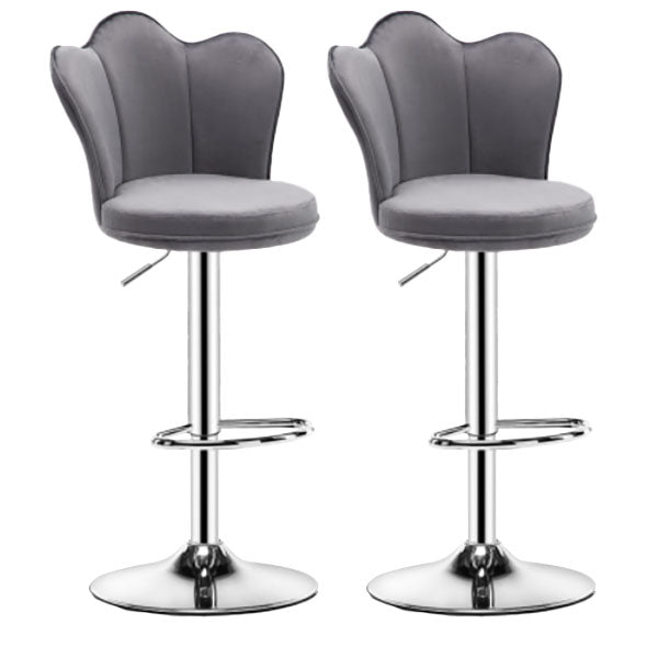 Scandinavian Metal Barstool Velvet Low Back Stool with Footrest for Bar Grey 2 Piece Set Clearhalo 'Bar Furniture' 'Bar Stools' 'bar_stools' 'furn' 'furn_bar_stools' 'Furniture' 'Kitchen & Dining Furniture' 6038989