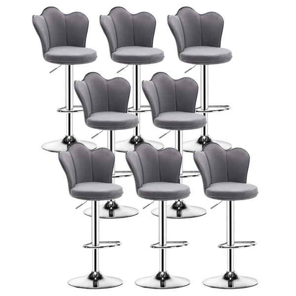 Scandinavian Metal Barstool Velvet Low Back Stool with Footrest for Bar Grey 8 Piece Set Clearhalo 'Bar Furniture' 'Bar Stools' 'bar_stools' 'furn' 'furn_bar_stools' 'Furniture' 'Kitchen & Dining Furniture' 6038995