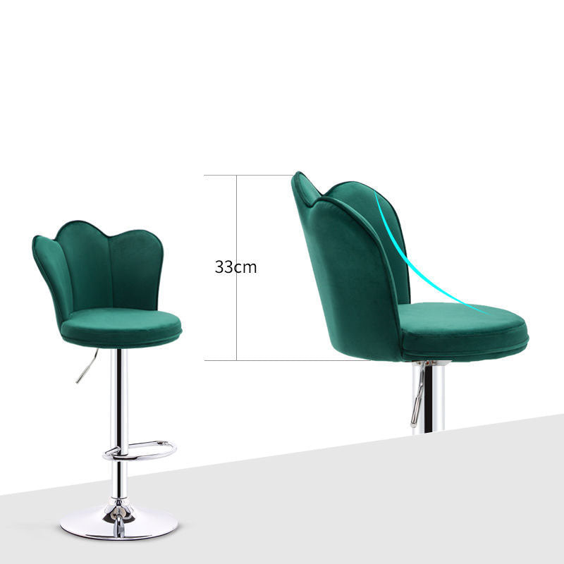 Scandinavian Metal Barstool Velvet Low Back Stool with Footrest for Bar Clearhalo 'Bar Furniture' 'Bar Stools' 'bar_stools' 'furn' 'furn_bar_stools' 'Furniture' 'Kitchen & Dining Furniture' 6038998