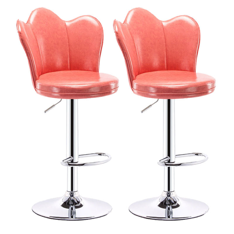 Scandinavian Metal Barstool Velvet Low Back Stool with Footrest for Bar Pink 2 Piece Set Clearhalo 'Bar Furniture' 'Bar Stools' 'bar_stools' 'furn' 'furn_bar_stools' 'Furniture' 'Kitchen & Dining Furniture' 6039000