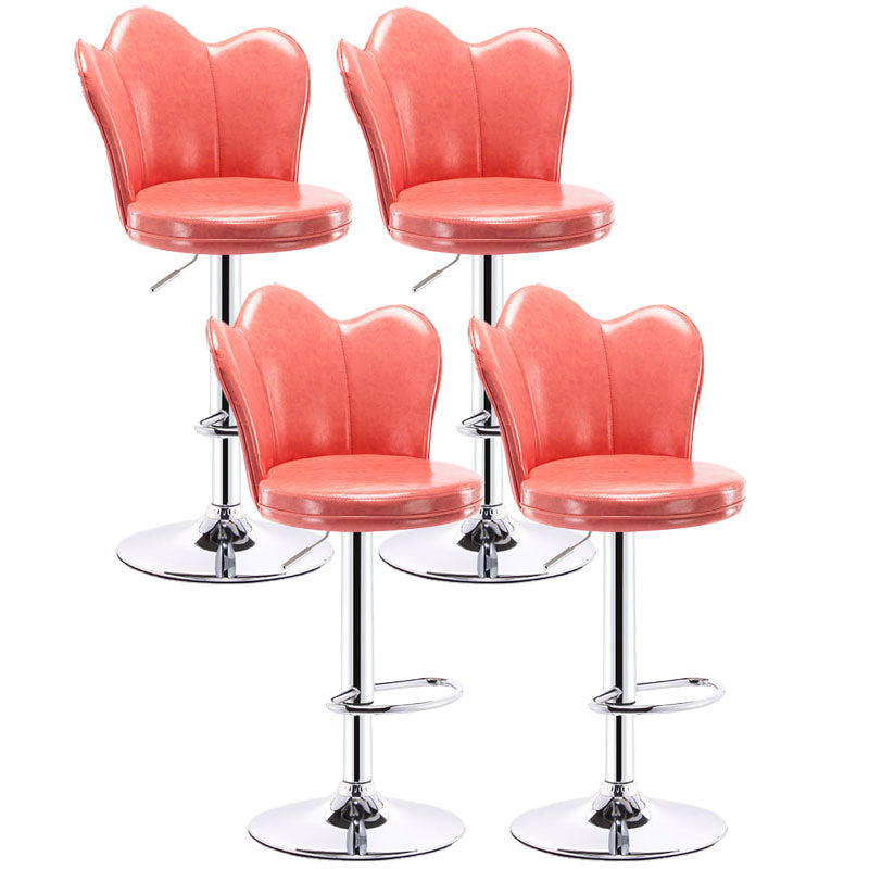 Scandinavian Metal Barstool Velvet Low Back Stool with Footrest for Bar Pink 4 Piece Set Clearhalo 'Bar Furniture' 'Bar Stools' 'bar_stools' 'furn' 'furn_bar_stools' 'Furniture' 'Kitchen & Dining Furniture' 6039001
