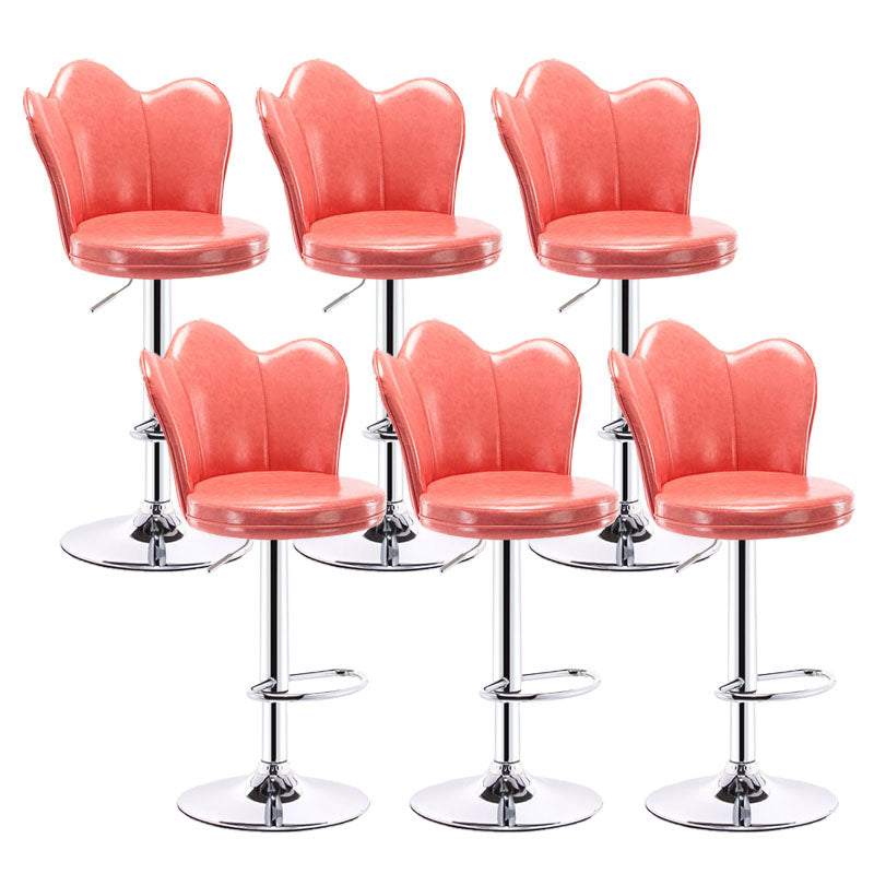Scandinavian Metal Barstool Velvet Low Back Stool with Footrest for Bar Pink 6 Piece Set Clearhalo 'Bar Furniture' 'Bar Stools' 'bar_stools' 'furn' 'furn_bar_stools' 'Furniture' 'Kitchen & Dining Furniture' 6039003