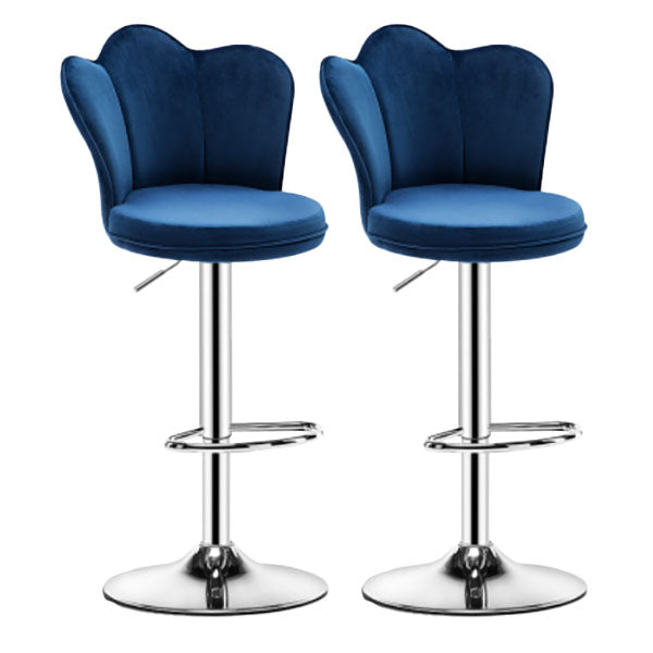Scandinavian Metal Barstool Velvet Low Back Stool with Footrest for Bar Blue 2 Piece Set Clearhalo 'Bar Furniture' 'Bar Stools' 'bar_stools' 'furn' 'furn_bar_stools' 'Furniture' 'Kitchen & Dining Furniture' 6039008