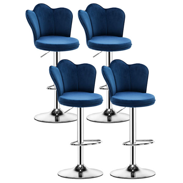 Scandinavian Metal Barstool Velvet Low Back Stool with Footrest for Bar Blue 4 Piece Set Clearhalo 'Bar Furniture' 'Bar Stools' 'bar_stools' 'furn' 'furn_bar_stools' 'Furniture' 'Kitchen & Dining Furniture' 6039009