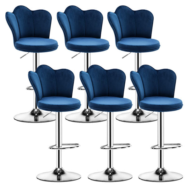 Scandinavian Metal Barstool Velvet Low Back Stool with Footrest for Bar Blue 6 Piece Set Clearhalo 'Bar Furniture' 'Bar Stools' 'bar_stools' 'furn' 'furn_bar_stools' 'Furniture' 'Kitchen & Dining Furniture' 6039010