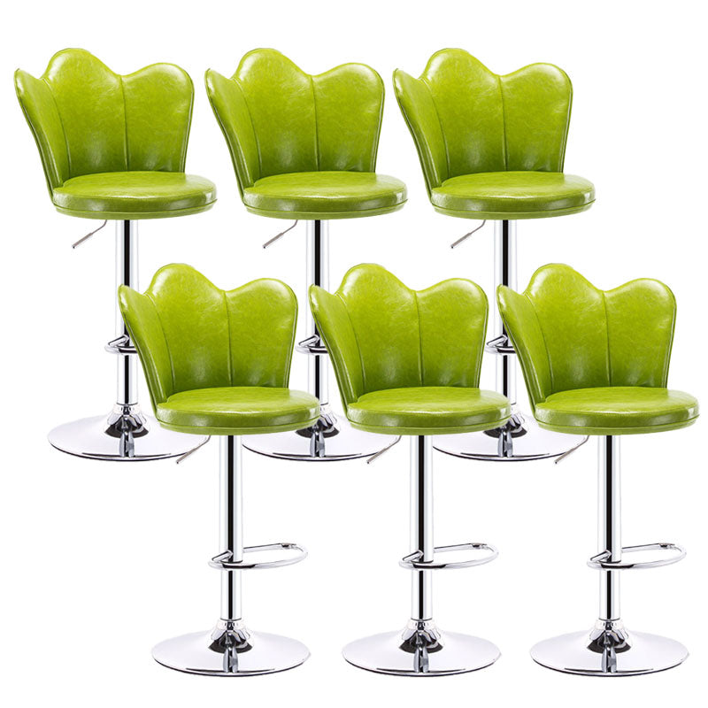 Scandinavian Metal Barstool Velvet Low Back Stool with Footrest for Bar Green 6 Piece Set Clearhalo 'Bar Furniture' 'Bar Stools' 'bar_stools' 'furn' 'furn_bar_stools' 'Furniture' 'Kitchen & Dining Furniture' 6039015