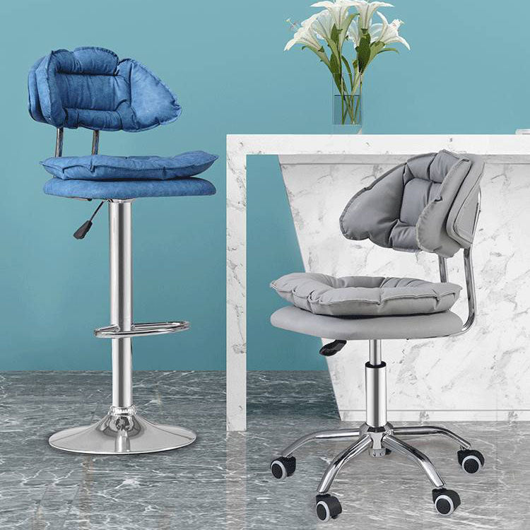 Scandinavian Metal Barstool Fabric Counter Stool with Chrome Base