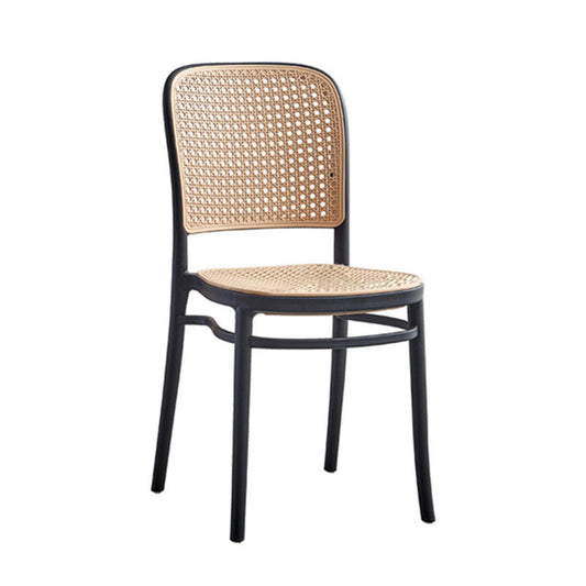 Scandinavian Plastic Low Back Counter Stool Plastic Home Furniture in Matte Finish Black 1 Piece Short Stool(18"H)