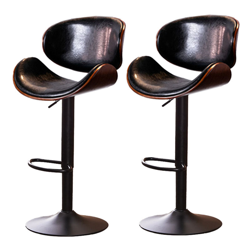 Contemporary Metal Barstool Low Back Faux Leather Footrest Furniture