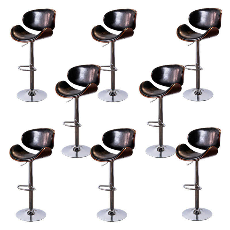 Contemporary Metal Barstool Low Back Faux Leather Footrest Furniture
