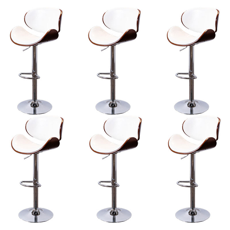 Contemporary Metal Barstool Low Back Faux Leather Footrest Furniture