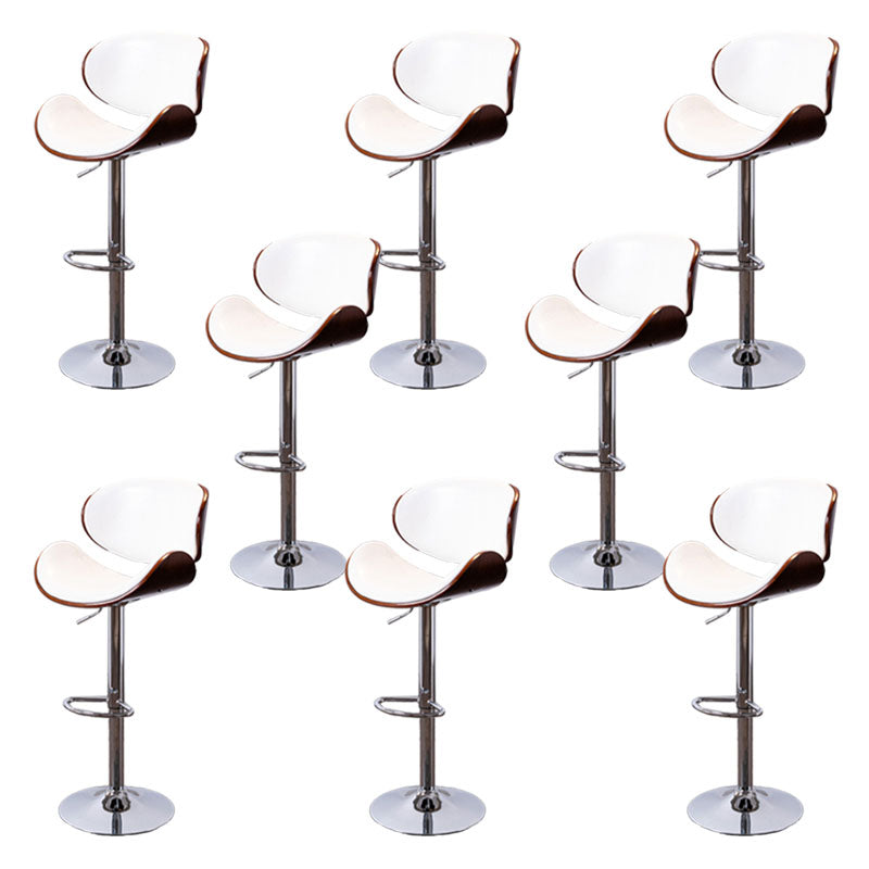 Contemporary Metal Barstool Low Back Faux Leather Footrest Furniture