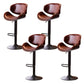 Contemporary Metal Barstool Low Back Faux Leather Footrest Furniture