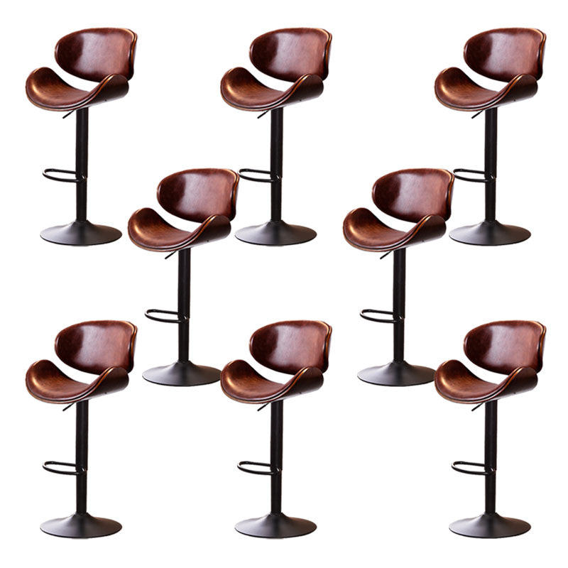 Contemporary Metal Barstool Low Back Faux Leather Footrest Furniture