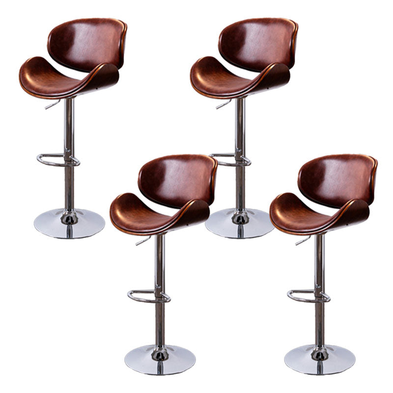 Contemporary Metal Barstool Low Back Faux Leather Footrest Furniture