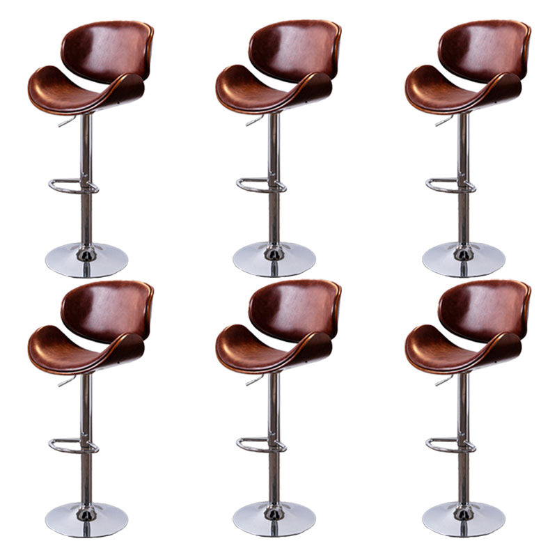 Contemporary Metal Barstool Low Back Faux Leather Footrest Furniture