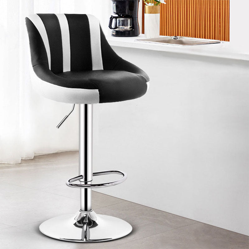 Eigentijdse metalen barkruk lage rugleuning kunstleer voetsteunmeubilair voor bar