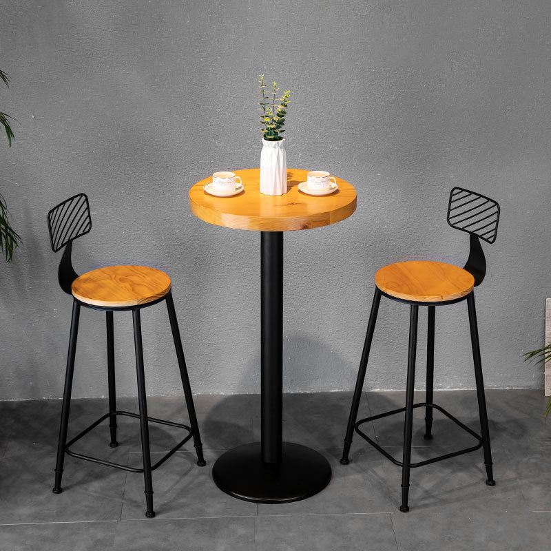 1/2/3-teiliges Bartisch-Set aus massivem Holz im industriellen Stil, rundes Theken-Set