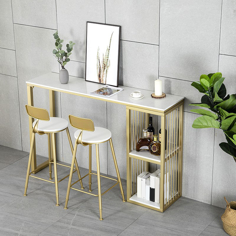 Rectangular Bar Table Set Glam 1/2/3/5 Pieces Bar Table and Stools for Dining Room 3 Pieces: Table, 2 Chairs Clearhalo 'Bar Furniture' 'furn' 'furn_home_bar_bar_sets' 'Furniture' 'Home Bars & Bar Sets' 'home_bar_bar_sets' 'Kitchen & Dining Furniture' 6039362