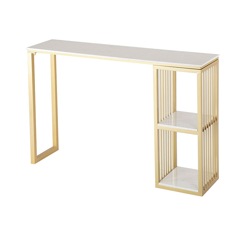 Rectangular Bar Table Set Glam 1/2/3/5 Pieces Bar Table and Stools for Dining Room White Gold 86.6"L x 15.7"W Clearhalo 'Bar Furniture' 'furn' 'furn_home_bar_bar_sets' 'Furniture' 'Home Bars & Bar Sets' 'home_bar_bar_sets' 'Kitchen & Dining Furniture' 6039364