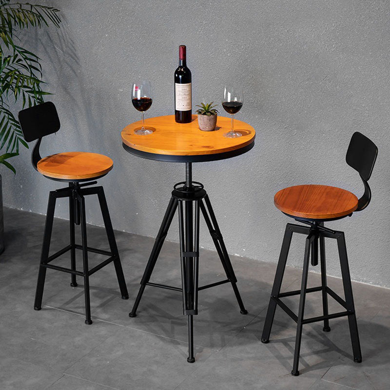 Rundes Bistro-Set, 1/2/3-teilig, Bartisch-Set aus massivem Holz im Industriestil