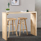Full Natural Bar Table Set Contemporary 1/2/3 Pieces Rectangular Pub Table Set