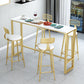 Glam Style Rectangle Bar Table 1/2/5/7 Pieces Faux Marble Counter Table 5 Pieces: Table, 4 White Stools Clearhalo 'Bar Furniture' 'furn' 'furn_home_bar_bar_sets' 'Furniture' 'Home Bars & Bar Sets' 'home_bar_bar_sets' 'Kitchen & Dining Furniture' 6039506