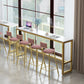 Glam Style Rectangle Bar Table 1/2/5/7 Pieces Faux Marble Counter Table 7 Pieces: Table, 4 Pink Stools Clearhalo 'Bar Furniture' 'furn' 'furn_home_bar_bar_sets' 'Furniture' 'Home Bars & Bar Sets' 'home_bar_bar_sets' 'Kitchen & Dining Furniture' 6039511