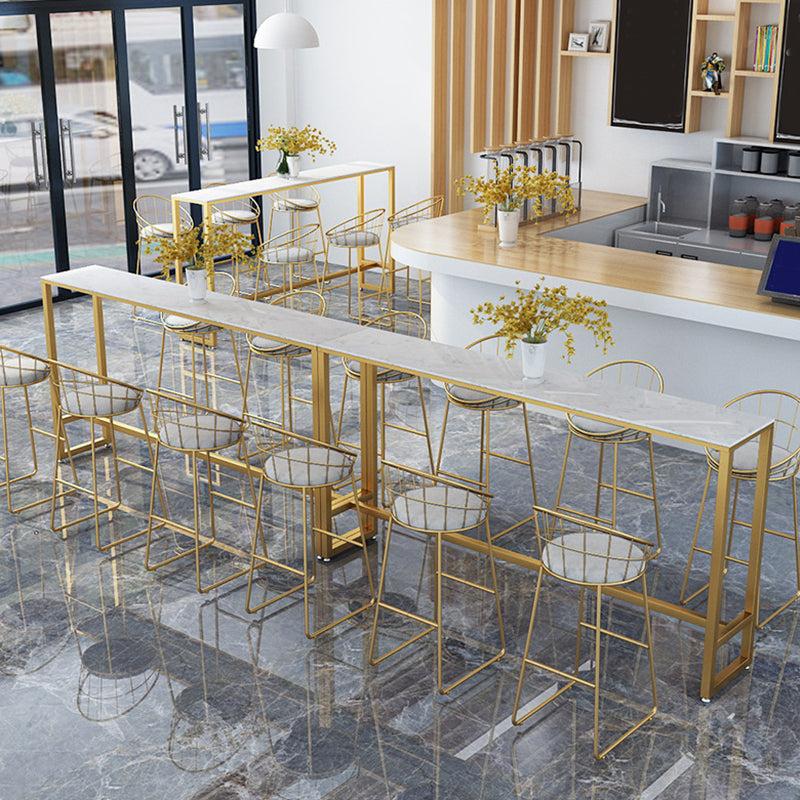 Glam Style Rectangle Bar Table 1/2/5/7 Pieces Faux Marble Counter Table Clearhalo 'Bar Furniture' 'furn' 'furn_home_bar_bar_sets' 'Furniture' 'Home Bars & Bar Sets' 'home_bar_bar_sets' 'Kitchen & Dining Furniture' 6039520