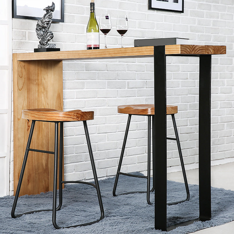 Solid Wood Modern Pub Table Set for Home Metal 1/3 Piece Bar Set 3 Pieces: Table, 2 Brown Stools Clearhalo 'Bar Furniture' 'furn' 'furn_home_bar_bar_sets' 'Furniture' 'Home Bars & Bar Sets' 'home_bar_bar_sets' 'Kitchen & Dining Furniture' 6039559