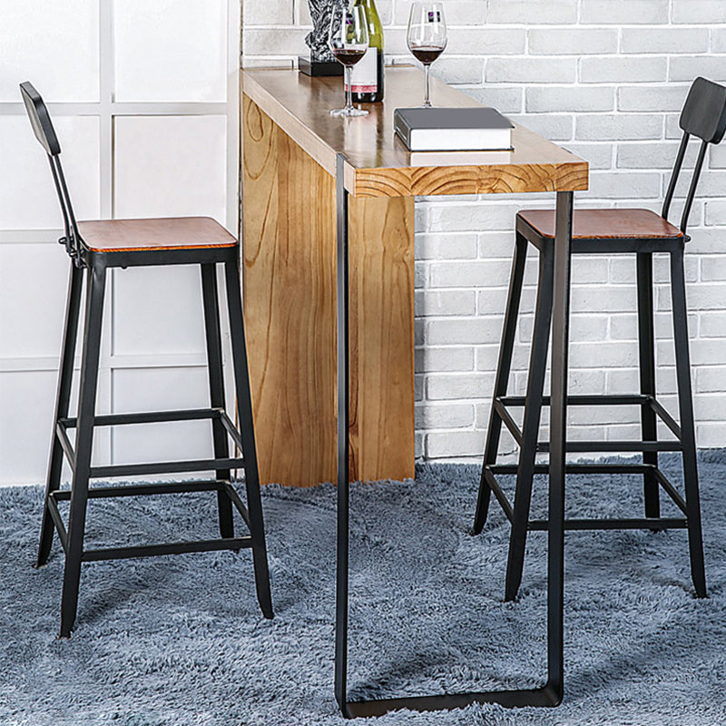 Solid Wood Modern Pub Table Set for Home Metal 1/3 Piece Bar Set 3 Pieces: Table, 2 Black-Brown Stools Clearhalo 'Bar Furniture' 'furn' 'furn_home_bar_bar_sets' 'Furniture' 'Home Bars & Bar Sets' 'home_bar_bar_sets' 'Kitchen & Dining Furniture' 6039562