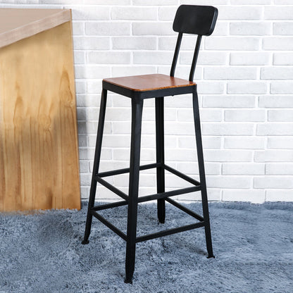 Solid Wood Modern Pub Table Set for Home Metal 1/3 Piece Bar Set Black-Brown 30"H Stool (Single) Clearhalo 'Bar Furniture' 'furn' 'furn_home_bar_bar_sets' 'Furniture' 'Home Bars & Bar Sets' 'home_bar_bar_sets' 'Kitchen & Dining Furniture' 6039567