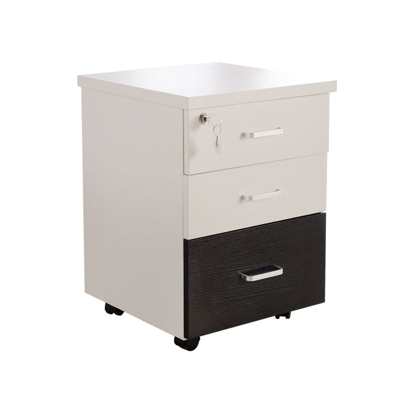 Contemporary Style Vertical Filing Cabinet Wood Filing Cabinet with Locking Storage Black White Clearhalo 'Filing Cabinets' 'filling_cabinets' 'furn' 'furn_filling_cabinets' 'Furniture' 'Office Furniture' 6040378