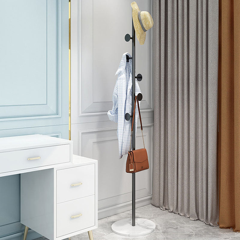 Gorgeous Metal Coat Rack Designer Marble Bottom Coat Rack With Coat Hooks Black White Round Clearhalo 'Entry & Mudroom Furniture' 'furn' 'furn_hall_tree_coat_racks' 'Furniture' 'Hall Trees & Coat Racks' 'hall_tree_coat_racks' 6040453