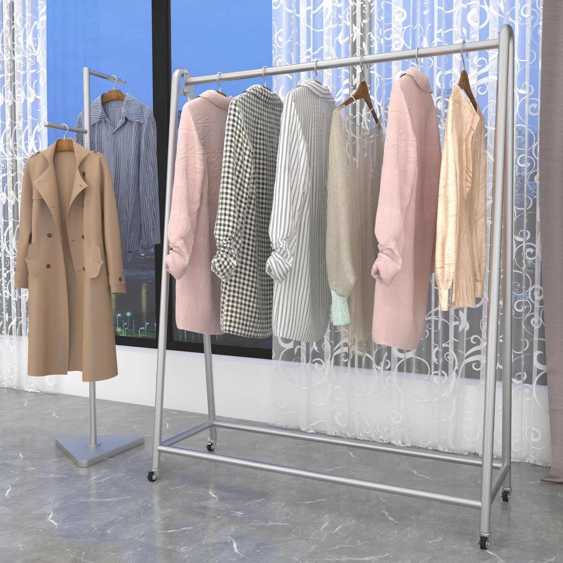 Modern Style Coat Rack Metallic Free Standing Coat Rack With Storage ...
